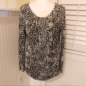 Robert Rodriguez Black & White Animal Print Natalie Faux Wrap Blouse Medium